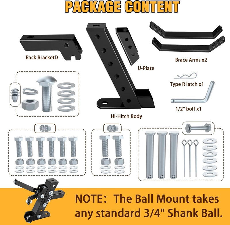 Eapele Adjustable Trailer Hitch for Lawn Mower, Garden Tractor Trailer Hitch, Compatible with John Deere Ariens Cub Cadet Poulan Pro Husky Husqvarna Craftsman Riding Mower - Image 4